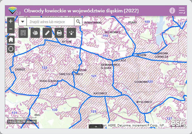 Obwody łowieckie w województwie śląskim - 2022 r.