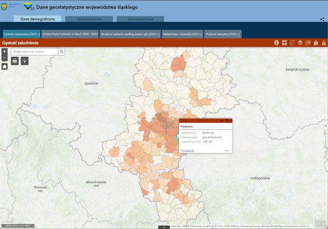 Dane geostatystyczne województwa śląskiego