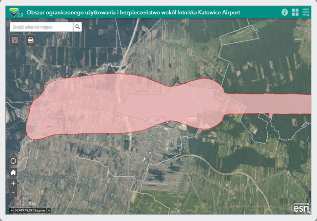 Obszar ograniczonego użytkowania i bezpieczeństwo wokół lotniska Katowice Airport